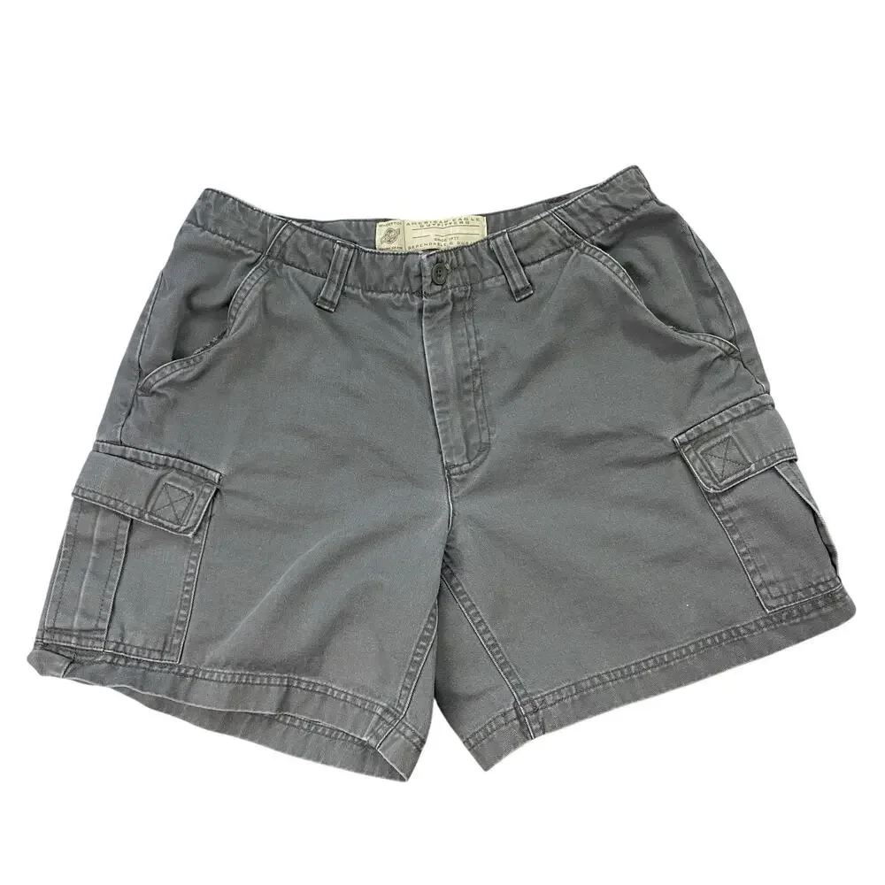 Vintage American Eagle Cargo Shorts Womens 4 Gray Canvas 90s Y2K Grunge 27x6
